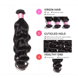 Parksonhair Natural Wave Human Hair 3 Bundles With 4*4 Lace Closure