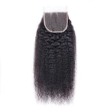 Parksonhair Kinky Straight Human Hair 3 Bundles With 4*4 Lace Closure