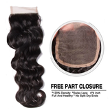 Parksonhair Natural Wave Human Hair 3 Bundles With 4*4 Lace Closure