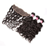 Parksonhair Natural Wave Human Hair 3 Bundles With 13*4 Lace Frontal