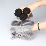 Parksonhair 1B/Grey Body Wave Human Virgin Hair Weave 3 Bundles/Pack