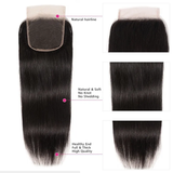 Parksonhair Straight Human Hair 4 Bundles With 4*4 Lace Closure