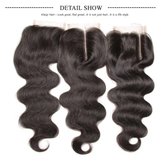 Parksonhair Body Wave Human Hair 3 Bundles With 4*4 Lace Closure