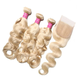 Parksonhair 613 Body Wave Human Hair 3 Bundles With 4*4 Lace Closure