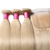 Parksonhair 613 Straight Human Hair 3 Bundles With 4*4 Lace Closure