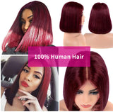 Burgundy Straight Bob Lace Front Wigs Human Hair 150% Density 13x4 Lace Frontal Wig 99J Free Part Pre Plucked with Baby Hair for Black Women Red Glueless Brazilian Virgin