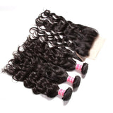 Parksonhair Natural Wave Human Hair 3 Bundles With 13*4 Lace Frontal