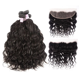 Parksonhair Natural Wave Human Hair 4 Bundles With 13*4 Lace Frontal