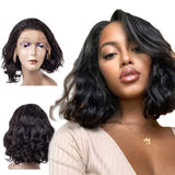 Brazilian Hair Short Bob wig BODY Wave  Human Hair Wigs Bob body Lace Closure Front Human Hair Wavy Natural Wigs For Black Women