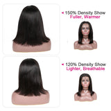 13x4 Blunt Cut Bob Wig Short Lace Front Human Hair Wigs Remy Brazilian Straight Bob Wigs With Baby Hair HD Transparent Wig