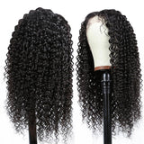 Peruvian Kinky Curly Lace Front Part Human Hair Wigs 13x1 T-part Lace Hair Wigs with Baby Hair Pre Plucked Remy Hair Lace Wigs