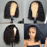 Brazilian Deep Wave Human Hair Bob Closure Wig Natural Hairline Remy Hair Short Deep Curly Bob Lace Front Wig With Baby Hair