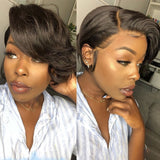 Pixie Cut Wig Finger Wave Human Hair Wig Short Curly Human Hair Wigs For Women Straight Bob Wig Machine Made Short Wig