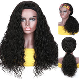 Headband Wig Long Water Wave Human Hair Wig 150% density Hair No Glueless No Sew IN Remy Headband Scarf Wig Peruvian Wigs