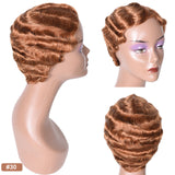 Pixie Cut Wig Finger Wave Human Hair Wig Short Curly Human Hair Wigs For Women Straight Bob Wig Machine Made Short Wig