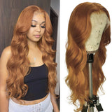 Blonde Highlight Lace Front Human Hair Wigs Body Wave Transparent Lace Front Wigs Peruvian Ginger Orange Part Lace Wigs Remy 180