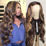 Highlight Lace Front Wig Human Hair Brazilian Body Wave Wig Highlight 13x4 Lace Front Wigs Honey Blonde Ombre Lace Front Wig Remy