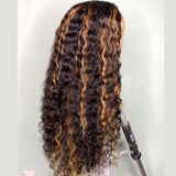 13*6 Deep Curly Lace Front Wig Human Hair Wigs Middle Part Brazilian Lace Curly Wigs 150% Density