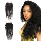 Parksonhair Kinky Curly Human Hair 4x4 Lace Closure