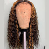 13*6 Deep Curly Lace Front Wig Human Hair Wigs Middle Part Brazilian Lace Curly Wigs 150% Density