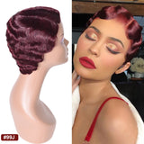 Pixie Cut Wig Finger Wave Human Hair Wig Short Curly Human Hair Wigs For Women Straight Bob Wig Machine Made Short Wig