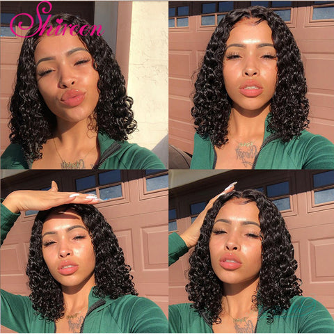 Kinky Curly Lace Front Wigs For Women Short Bob Wig Pre Plucked Malaysian Curly Human Hair 4x4 Lace Closure Wigs