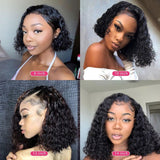 Brazilian Deep Wave Human Hair Bob Closure Wig Natural Hairline Remy Hair Short Deep Curly Bob Lace Front Wig With Baby Hair