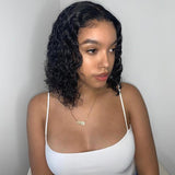 Brazilian Deep Wave Human Hair Bob Closure Wig Natural Hairline Remy Hair Short Deep Curly Bob Lace Front Wig With Baby Hair