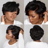 Pixie Cut Wig Finger Wave Human Hair Wig Short Curly Human Hair Wigs For Women Straight Bob Wig Machine Made Short Wig