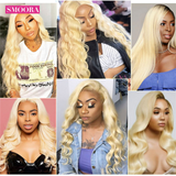 Body Wave Lace Front Wigs  Brazilian Remy Human Hair 613 Blonde Deep Part Wig Pre Plucked With Baby Hair