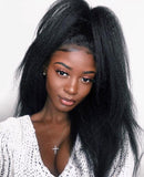 Parksonhair Kinky Straight Full Lace Human Hair Wig Natural Color