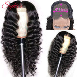 Deep Wave 4*4 Lace Closure Human Hair Wigs For Black Women Pre Plucked Hairline With Baby Hair Brazilian Non-Remy Hair