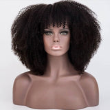 250 Density Afro Kinky Curly Lace Front Human Hair Wigs With Bangs Short Bob Lace Frontal Wig For Women Full 4B 4C Black