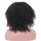 250 Density Afro Kinky Curly Lace Front Human Hair Wigs With Bangs Short Bob Lace Frontal Wig For Women Full 4B 4C Black