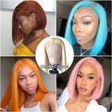 lace front human hair wigs hd Blonde 613 short frontal bob wig brazilian remy straight Ombre colored burgundy for black women