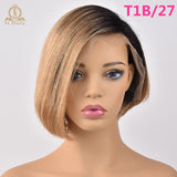 13x6 Lace Front Human Hair Short Bob Wigs Pixie Cut Ombre Color 1B 27 613 Blonde Black Straight For Women Brazilian Remy Hair