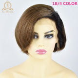 13x6 Lace Front Human Hair Short Bob Wigs Pixie Cut Ombre Color 1B 27 613 Blonde Black Straight For Women Brazilian Remy Hair