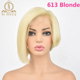 13x6 Lace Front Human Hair Short Bob Wigs Pixie Cut Ombre Color 1B 27 613 Blonde Black Straight For Women Brazilian Remy Hair