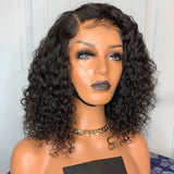 Deep Curly Lace Front Human Hair Wigs 13x4 Lace Frontal Wigs With Baby Hair Short Bob Lace Frontal Wig 180 Density Wig Deep Wave