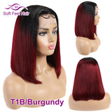 Ombre Lace Front Human Hair Wigs For Black Women 13x4 Straight Short Bob Wigs Blonde Burgundy 99J Brazilian Wig Soft Feel Hair