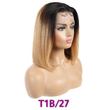 Ombre Lace Front Human Hair Wigs For Black Women 13x4 Straight Short Bob Wigs Blonde Burgundy 99J Brazilian Wig Soft Feel Hair