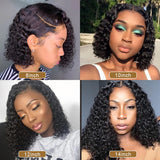 Brazilian 13x4 Lace Front Human Hair Wigs Pre Plucked With Baby Hair Deep Wave 150% Short  Water Curly Bob Wigs For Women