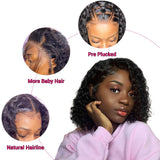 Brazilian Water Wave Short Bob 4x4 Closure Wig Human Hair Lace Frontal Wavy Curly Bob Wigs For Women Pre Plucked Lace Wig