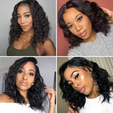 Brazilian Water Wave Short Bob 4x4 Closure Wig Human Hair Lace Frontal Wavy Curly Bob Wigs For Women Pre Plucked Lace Wig