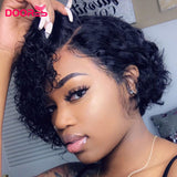 Pixie Cut Bob Lace Front Wigs 150 180 250% Lace Front Human Hair Wigs Curly Human Hair Wig Remy Lace Closure Wig Pre plucked