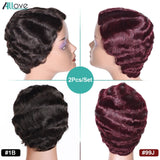 Pixie Cut Wig Finger Wave Human Hair Wig Short Curly Human Hair Wigs For Women Straight Bob Wig Machine Made Short Wig