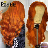 Body Wave Orange Lace Wig Brazilian 4x4 Closure Wigs with Baby Hair Remy Orange Ginger Human Hair Wigs Free Part Pre Plucked