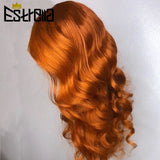 Body Wave Orange Lace Wig Brazilian 4x4 Closure Wigs with Baby Hair Remy Orange Ginger Human Hair Wigs Free Part Pre Plucked