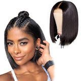 4x4 Short Bob Wigs Lace Closure Wig Human Hair Wigs Straight PrePlucked Hairline 200% Density Brazilian Lace Front Wigs