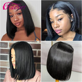 4x4 Short Bob Wigs Lace Closure Wig Human Hair Wigs Straight PrePlucked Hairline 200% Density Brazilian Lace Front Wigs